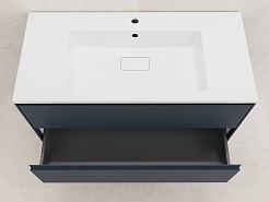 Style Line Тумба с раковиной Лима 100 Plus подвесная эмаль графит матовая – фотография-5